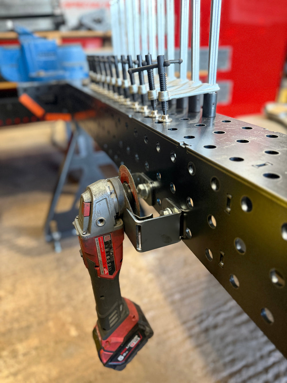 BPT Angle Grinder Holder, 4mm mild steel, CNC laser cut, UK made